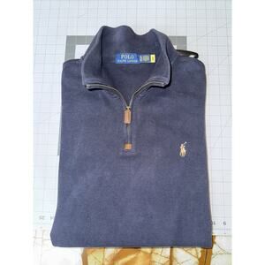 Polo Ralph Lauren Navy Quarter Zip Pullover 100% Cotton Sz XLTG
